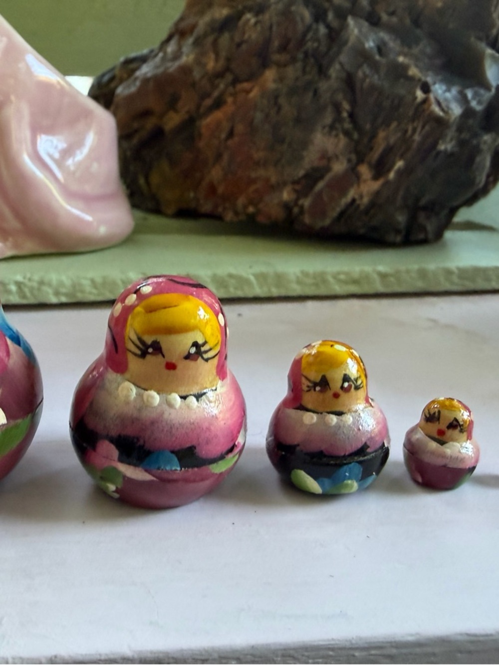 Hand-Painted Russian Nesting Doll - Pink Floral Matryoshka - Picture 11 of 14
